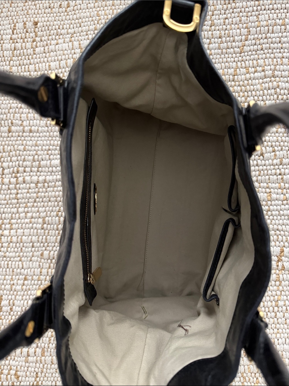 Tory Burch Black Leather Logo Tote with Gold Hardware - Picture 5 of 10